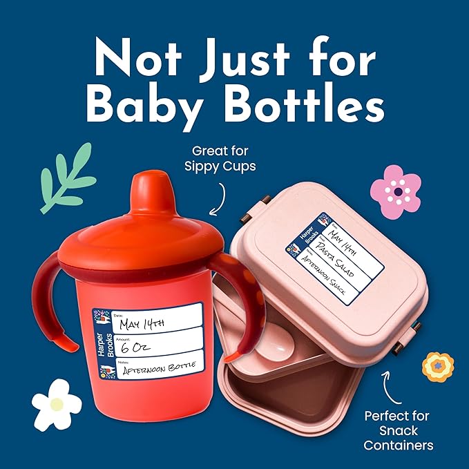 Name Bubbles - Reusable Baby Bottle Labels for Daycare (20 Labels) - Kids Washable Name Tags for Bottles, Sippy Cups, & Snack Containers, Waterproof, Baby Name Stickers, Write-On (One Color)