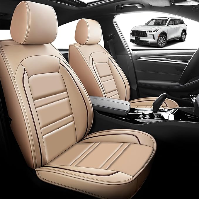 Seat Cover for Infiniti qx60 2014-2025 | Car Seat Covers Front Seats, Waterproof Seat Protectors, Automotive Front Seat Covers (Front Seat, Beige)
