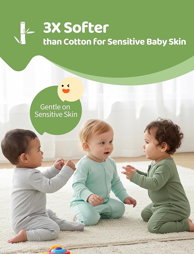 PATPAT Baby Footies Boys Girls - Bamboo Viscose - Zipper & Non-Slip Soles Romper Mitten - Footed & Footless Infant Clothes