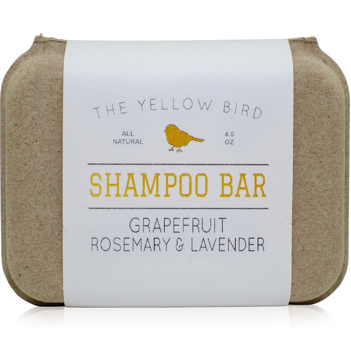 The Yellow Bird Solid Bar Shampoo Soap. Grapefruit, Rosemary, and Lavender. Mild Natural and Organic Ingredients. Sulfate Free. Gentle Scalp + Hair Care