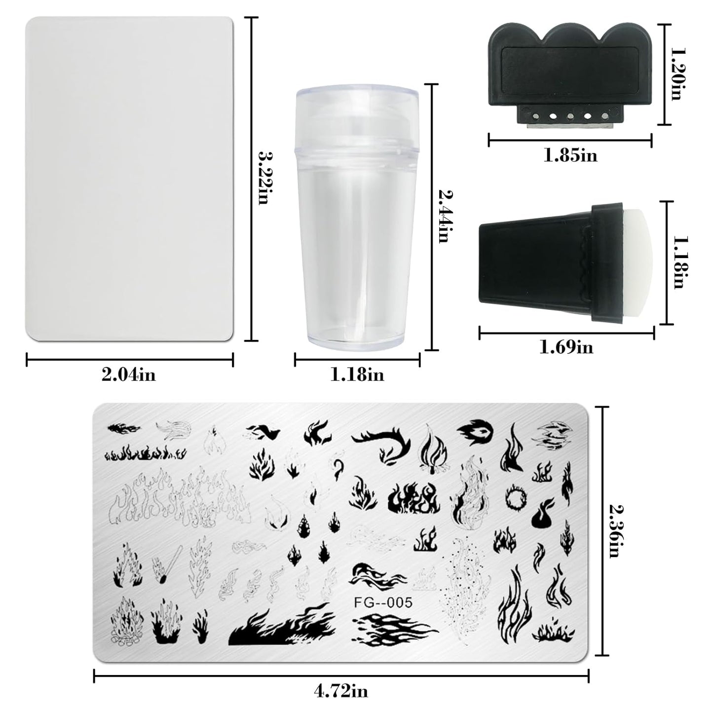 AddFavor Nail Stamper Kit 7pcs Nail Stamping Plates Flower Animal Flame Leaves Image Nail Stencils with 2 Stamp and 2 Scraper for Home Salon Manicure Design Supplies Tools