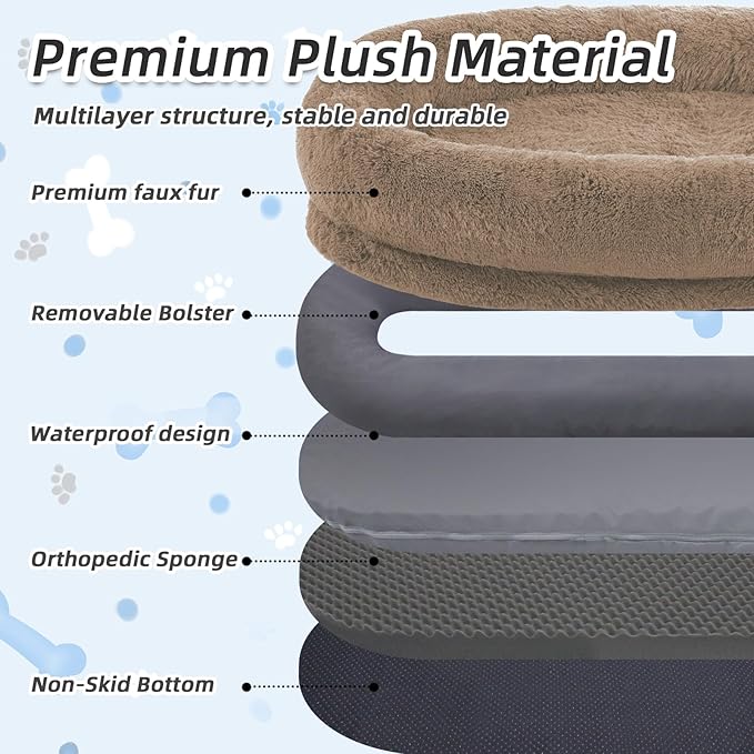 Human Dog Bed, Large Dog Beds for Humans Size Fits You and Pets, Washable Faux - Image 4