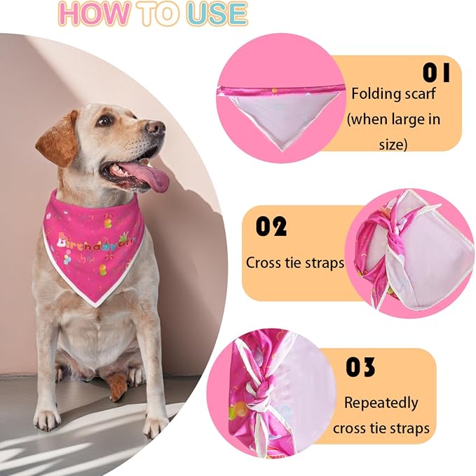 Birthday Dog Bandanas Girl, Cat Dogs Triangle Pet Scarves - Image 6