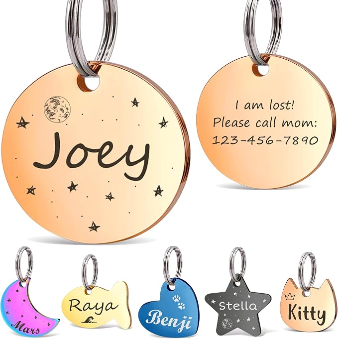 Anavia Small Size Dog Cat ID Tags, Small/XS Personalized Color Plated Stainless by Anavia