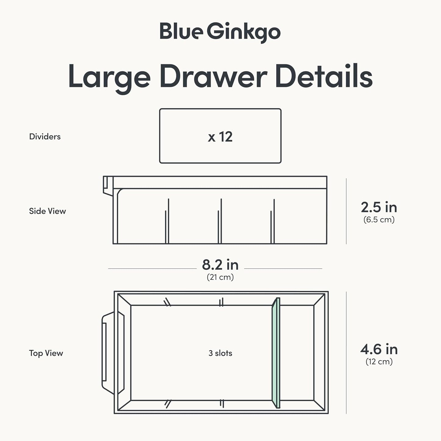 Blue Ginkgo Large 12-Drawer Cabinet – Stackable Clear Organizer for Hardware, Beads, Plastic Bricks, Office, and Craft Storage (Made in Korea, Blue)