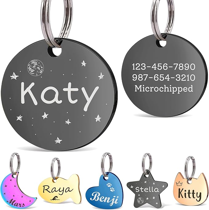 Anavia Small Size Dog Cat ID Tags, Small/XS Personalized Color Plated Stainless by Anavia