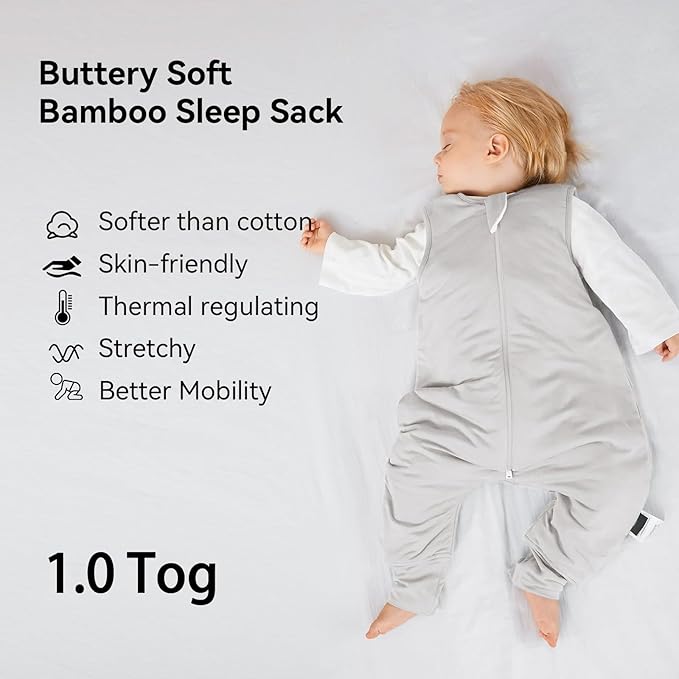 Rayon Made from Bamboo Toddler Sleep Sack with Feet 1.0 Tog Ultra Soft Toddler Sleeping Sack 3t-4t Sleep Bag Walker Quilted Wearable Blanket with Legs 2-Way Zipper Lightweight Extra Long