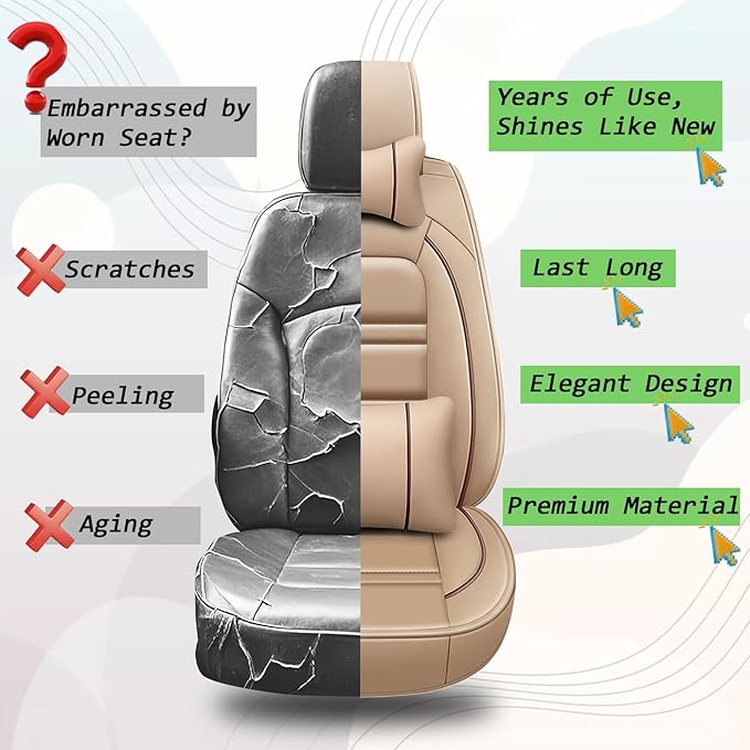Car Seat Covers for Buick Encore 2013-2022 | 5-Seats Seat Covers, Waterproof Seat Protectors, Automotive Seat Covers (Full Set with Pillow,Beige)