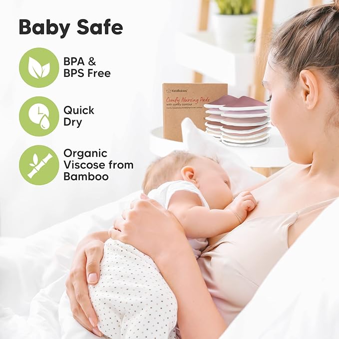 Organic Nursing Pads - 14 Washable Viscose Derived from Bamboo Breastfeeding Pads, Wash Bag, Reusable Breast Pads for Breastfeeding, Nipple Pads for Breastfeeding Essentials(Plum, L 4.8")