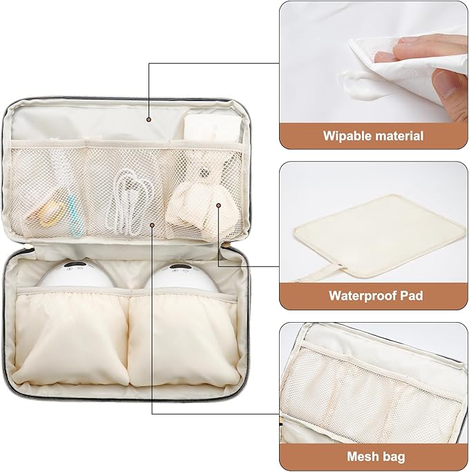 Breastmilk Cooler Bag with 6 Ice Pack, Wearable Breast Pump Bag Compatible with Willow, Elvie, Medela & Momcozy M5/S12 Pro Pumps & Accessories for Work, Travel and Family Use Grey