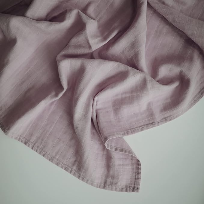 mushie Muslin Baby Swaddle Blanket | 100% Organic Cotton (Soft Mauve)