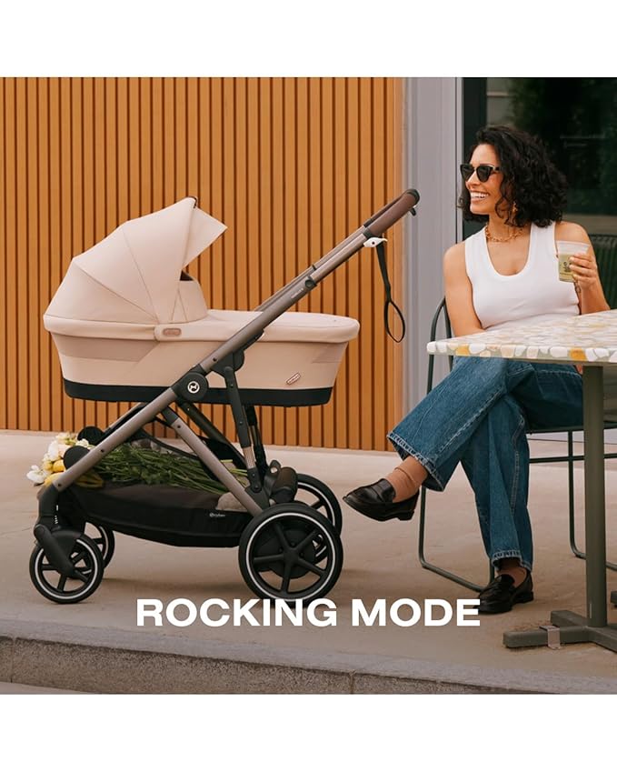 Cybex e-Gazelle S Electronic Assist Stroller – Gazelle S Single-to-Double Electric Stroller, Smart Assist, Rocking Mode, 20+ Configurations & Compact Fold, Moon Black with Silver Frame