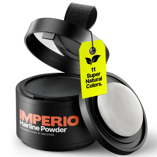 IMPERIO Root Touch Up Hair Powder for Concealing Hair Loss instantly, Hairline Powder for Women & Men, Water resistant Root Cover Up for Thinning Hair in Premium Hairdressing Quality (Black)