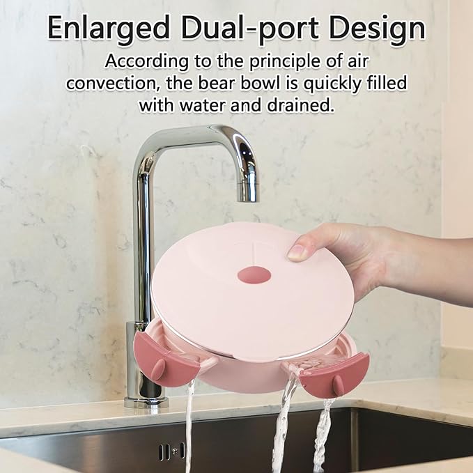 Stainless Steel Baby Feeding Bowl, Toddler Suction Plate with Lid Spoon and Fork, Perfect for Children (Pink)