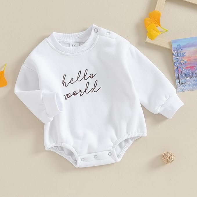 VISGOGO Newborn Infant Baby Boy Girls Oversized Romper Little Dude Sweater Onesie Coming Home Outfit Neutral Clothes