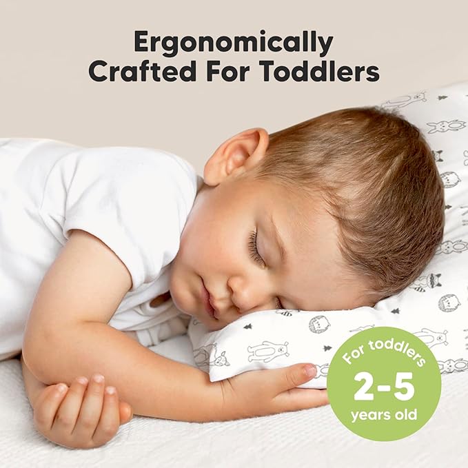 KeaBabies Toddler Pillow with Pillowcase, Jumbo 14X20 - Soft Organic Cotton Toddler Pillows for Sleeping - Machine Washable - Perfect for Travel, Toddler Bed Set (KeaFriends)