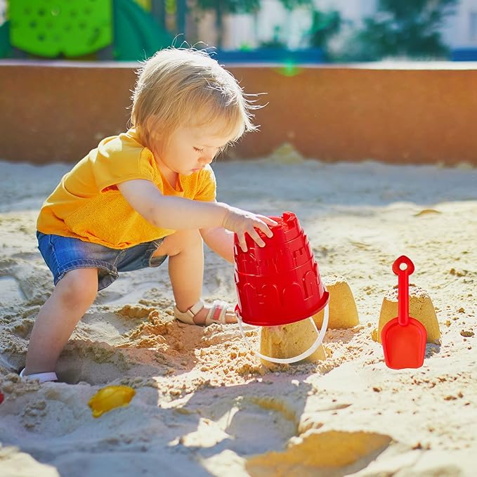 Chivao 6 Pack 7 Inch Beach Sand Buckets and Shovels Sets Castle Model Sand Buckets and Shovels Set Beach Pails Toys Use for Mould at The Sandbox Summer Pool Party Favors