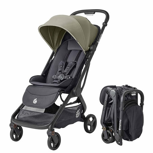 Ergobaby Metro 3 All in One Compact Baby Stroller - Foldable, Lightweight Travel Stroller - Easy One-Hand Fold for Overhead Airplane Storage (Carries up to 50 lbs) - Car Seat Compatible - Soft Olive