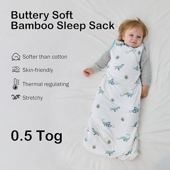 BubblePanda Rayon Made from Bamboo Sleep Sack 2t-3t 0.5 Tog Soft Lightweight Toddler Sleep Sack 24-36 Months for Babies 2-Way Zipper Wearable Blanket Baby 3t