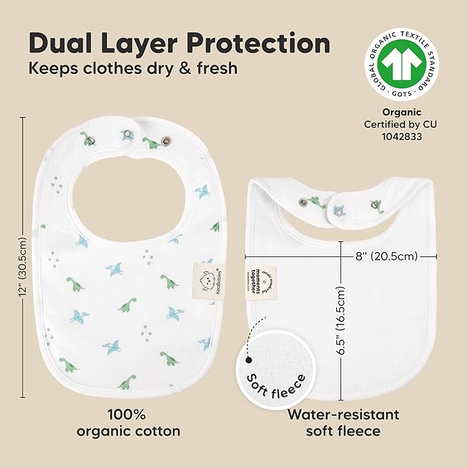 8-Pack Organic Baby Bibs for Boys, Girls - Soft Cotton Drooling and Teething Bibs for Baby Girl & Boy, Extra Absorbent, Easy To Clean & Put On for Toddler, Newborn, Infant 0-24 Months (Roarsome)