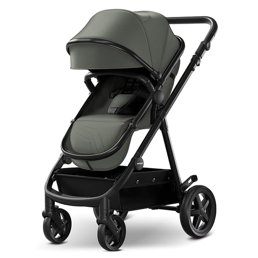 Mompush Meteor2 Baby Stroller 2-in-1 with Newborn Mode, Large Shock-Absorbing Wheels, Car Seat Adapter Included – Full-Size Infant & Toddler Stroller for All-Terrain Family Outings