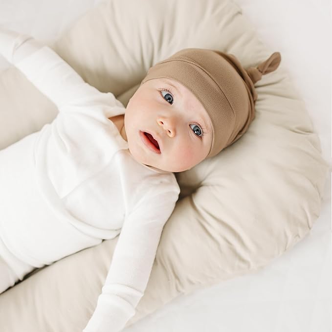 Konssy 6 Pack Baby Newborn Hats Set Knot Beanie Hats Soft for Infant Baby Girls Boys Caps 0-6 Months