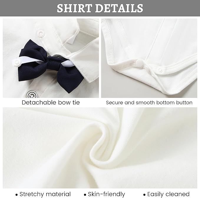 SANMIO Baby Boy Clothes Suits Infant Gentleman Outfit Collared Dress Shirt+Vest+Tie+Corsage+Pants 5Pcs Baby Suit Sets