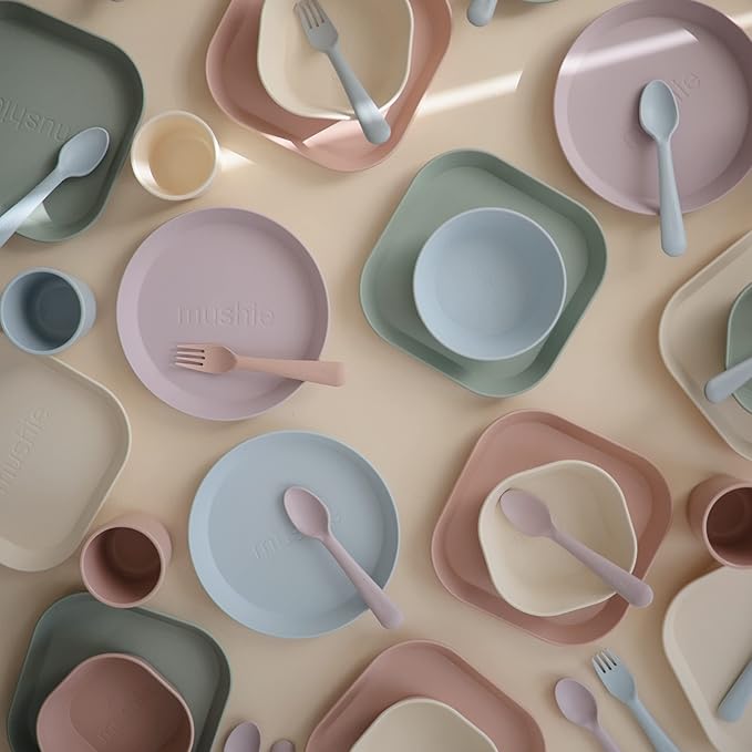 mushie Flatware Fork and Spoon Set for Toddlers | Made in Denmark (Blush)