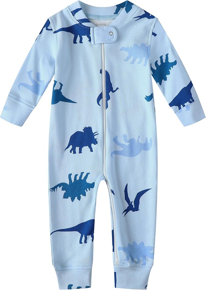 Owlivia Organic Cotton Baby Boy Girl Zip up Sleep 'N Play Pjs, Footless, Long Sleeve