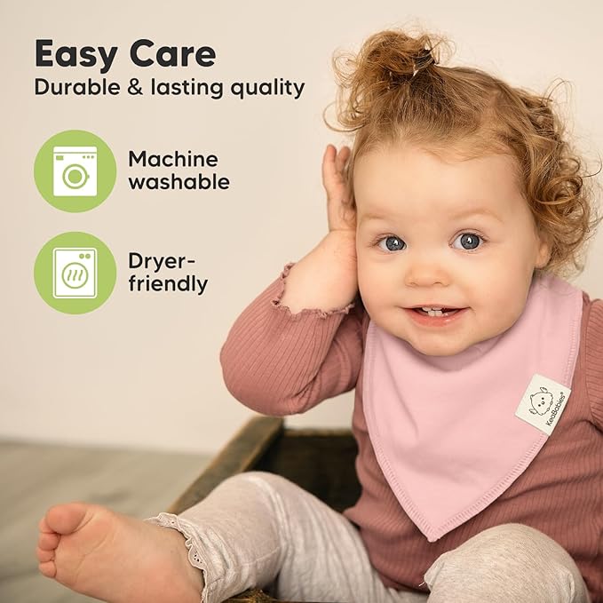 8-Pack Organic Baby Bandana Bibs for Girls - Super Absorbent Triangle Baby Bibs for Drooling and Teething Infant, 100% Cotton Extra Soft for Newborn, Infant 0-36 Months (Embrace)