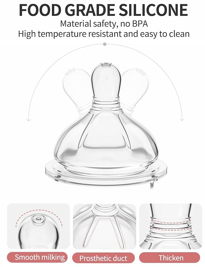 Glass Baby Bottles,Anti Colic Breastfeeding Bottle with Natural Response Nipple Size S,Wide Neck Slow Flow Baby Bottle for Baby,Newborn,Preemie 0-3 0-6 Month,BPA Free (Pink, 1 Pack, 5 Ounce)