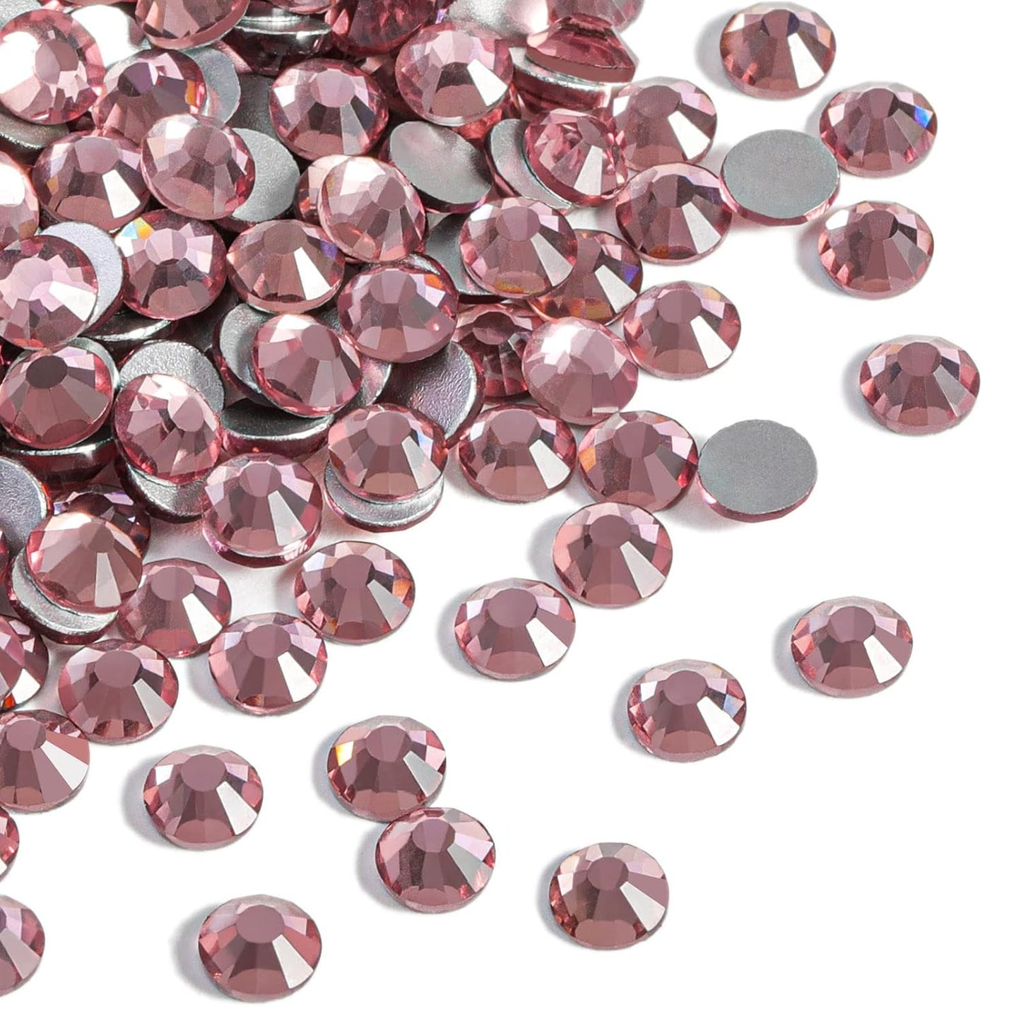 Beadsland 144pcs Flat Back Crystal Rhinestones Round Gems for Nail Art and Craft Glue Fix, Light Purple, SS40, 8.4-8.7mm