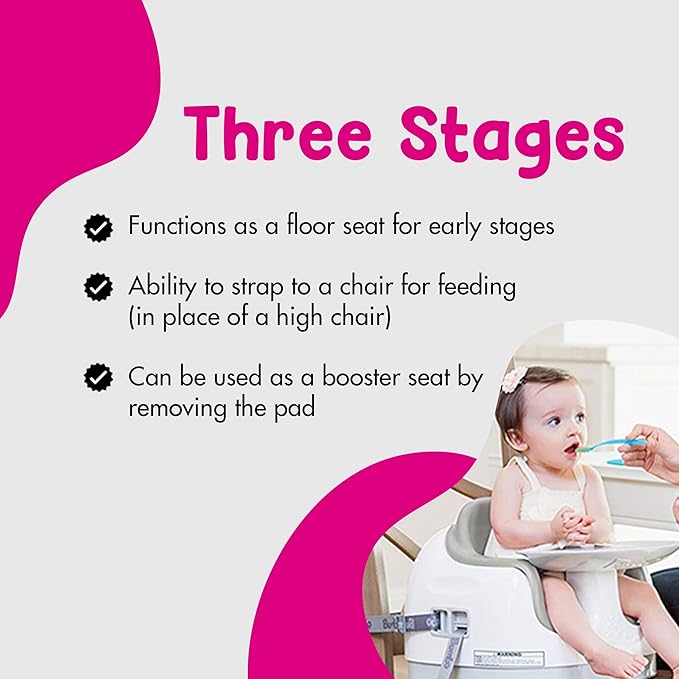 Bumbo 2 Pack 3-in-1 Multi-Seat for 6 to 36 Months, Travel Baby Feeding and Play Floor Seat, All-in-One Portable Booster with Tray & Toddler High Chair, Cool Grey
