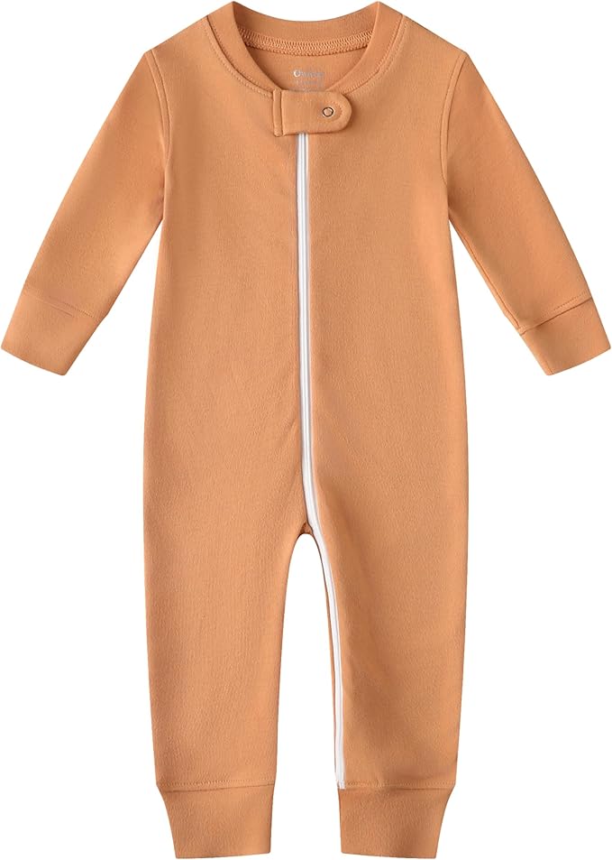 Owlivia Organic Cotton Baby Boy Girl Zip up Sleep 'N Play Pjs, Footless, Long Sleeve