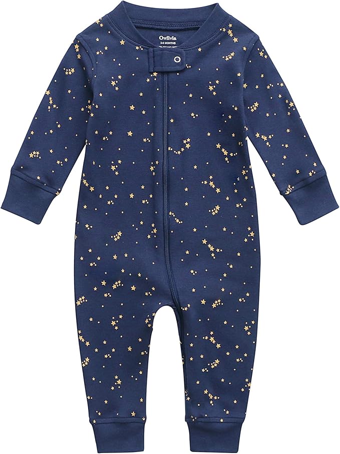 Owlivia Organic Cotton Baby Boy Girl Zip up Sleep 'N Play Pjs, Footless, Long Sleeve