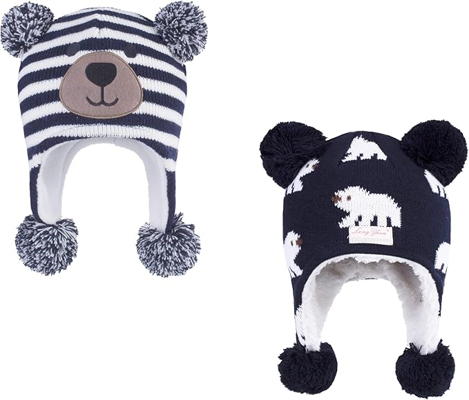 LANGZHEN Toddler Kids Infant Winter Hat,Earflap Knit Warm Cap Fleece Lined Beanie for Baby Boys Girls