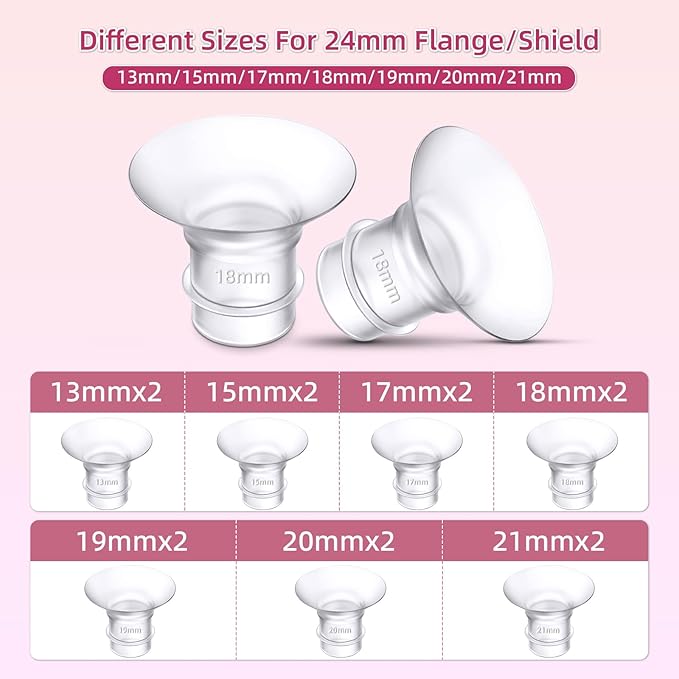 Flange Inserts 19mm 8PC Compatible with Momcozy S12 pro/S9 pro/S9/S10/S12/Medela/TSRETE/Spectra/Bellababy etc 24mm Wearable Breast Pump, Reduce 24mm Tunnel Down to Correct Size