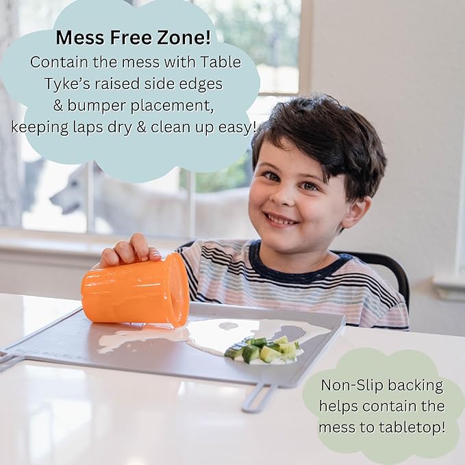 The Table Tyke Silicone Placemat with Table Edge Bumper for Baby Toddler Suction Cup Safety Mat (Sky Blue)
