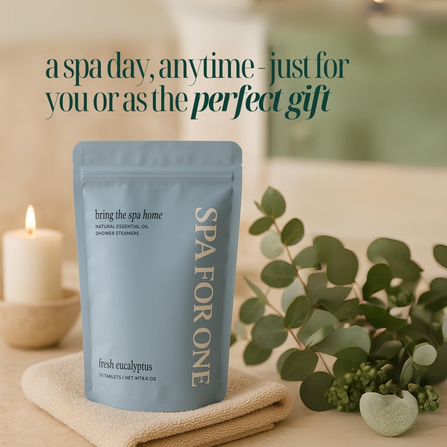 Shower Steamers Aromatherapy 10 Pack - Made in USA with Natural Essential Oils for Christmas Stocking Stuffers, Birthday Gifts for Women and Men, White Elephant, Self Care - Eucalyptus