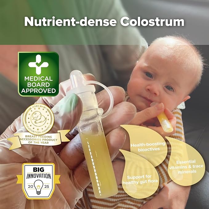 haakaa Colostrum Collector Kit Breast Milk Collector with Cotton Cloth Wipe and Storage Case, Ready-to-Use, Reusable, 4ml/6pcs