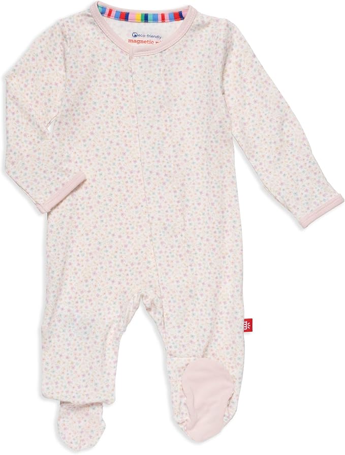 Magnetic Me Girls Modal Magnetic Baby Footie Pajamas | Silky Soft Modal Fabric | Baby Sleepers Available Sizes PRE - 24M