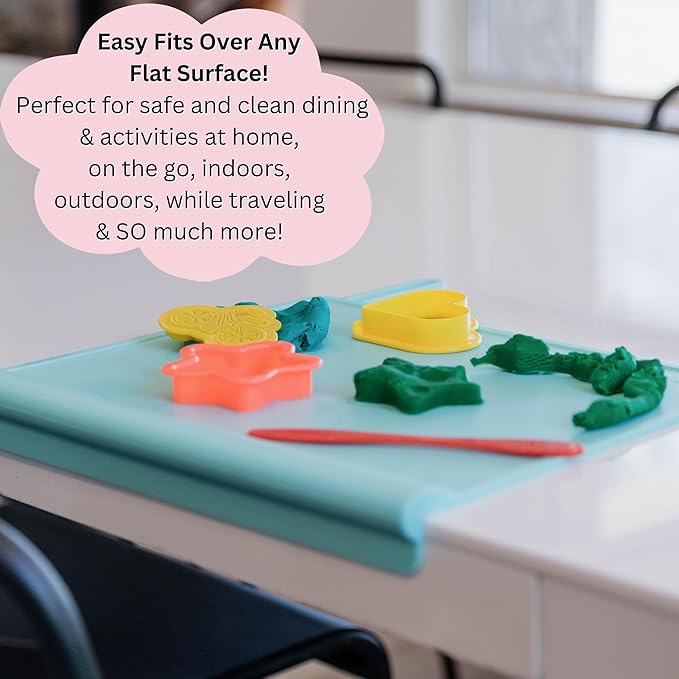 The Table Tyke Silicone Placemat with Table Edge Bumper for Baby Toddler Suction Cup Safety Mat (Sky Blue)