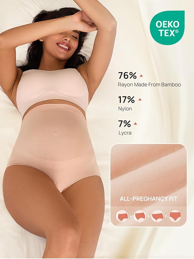 Summer Mae Maternity Underwear Soft Breathable High-Waist Pregnancy Seamless Over Bump Panties for Women