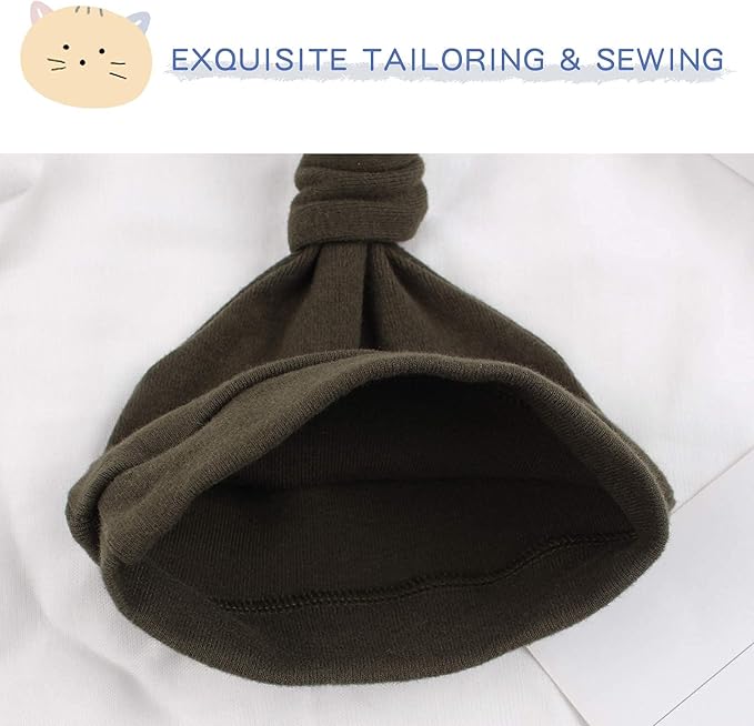 JANGANNSA Newborn Baby Hat Infant Baby Boys Beanie Top Knot Stretchy Hats for Girls 100% Organic Cotton