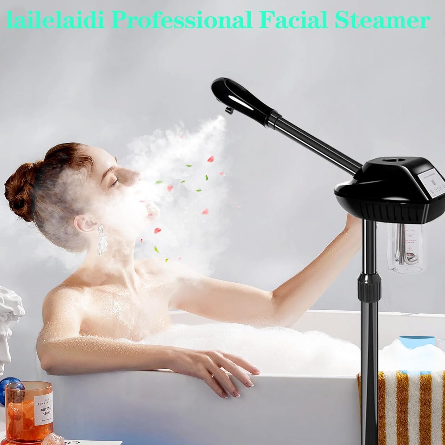 Professional Facial Steamer, Facial Steamer Professional for Estheticians, Hot Mist & Timer Function, Ozone Face Steamer on Wheels for Spa, Salon and at Home Use
