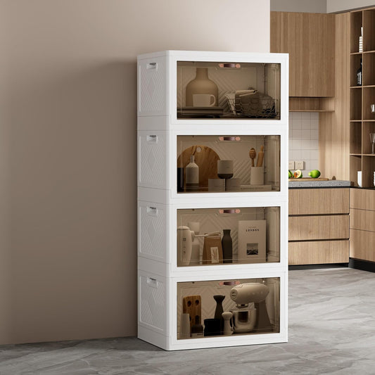 JOYMOOP 198 Qt Stackable Storage Bins with Lids, Closet Organizers and Plastic Storage Drawers for Home, 3 Pack Cubes