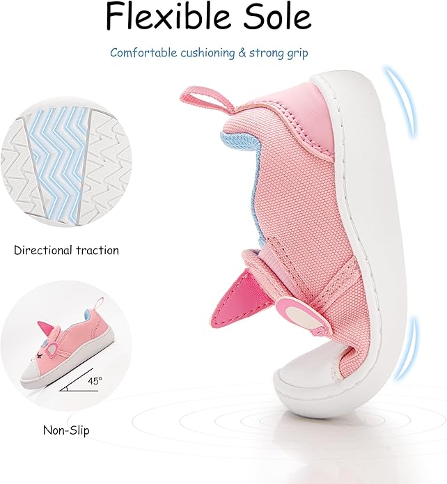 SKYWHEEL Toddler Slip On Shoes Wide Toe Box Barefoot Casual Canvas Walking Tennis Shoes for Boys Girls Cute Sneakers