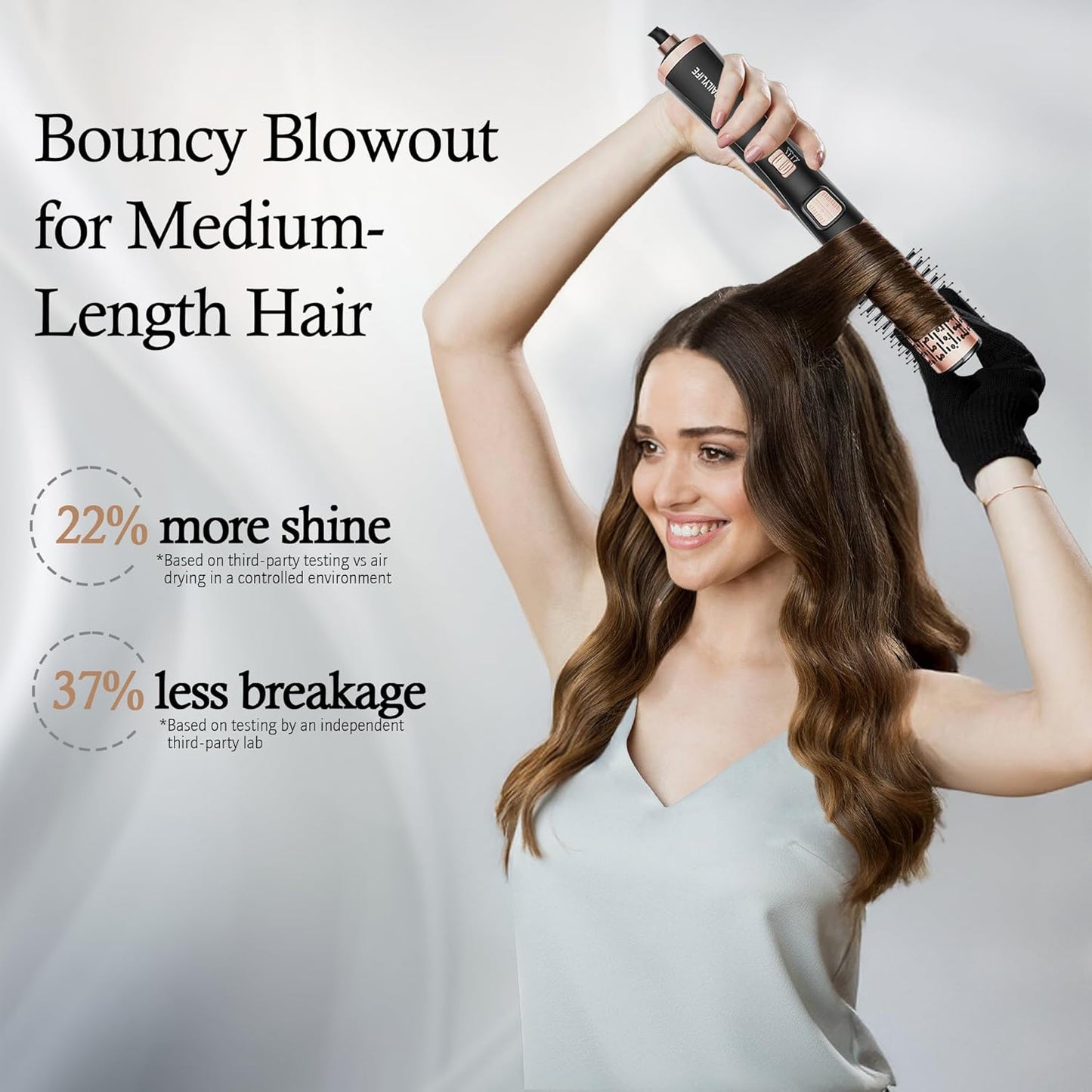 DAILYLIFE Rotating Hair Dryer Brush, Blow Dryer Brush Spinning, 2 Spin Brushes 1.5 Inch &2 Inch, 3 in 1 Round Hot Air Styler for Hair Dryer, Volumizer, Smooth, Gold