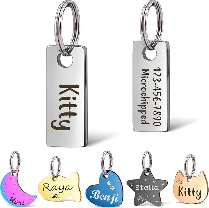 Anavia Small Size Dog Cat ID Tags, Small/XS Personalized Color Plated Stainless by Anavia