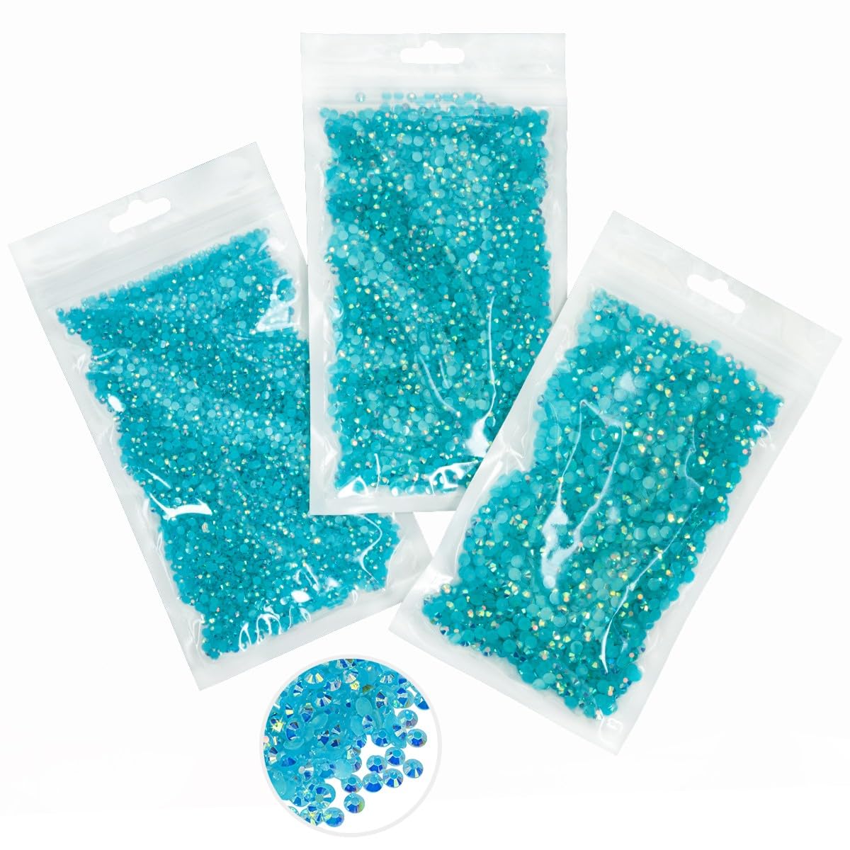 16000PCS 3mm 4mm 5mm Teal Blue AB Resin Rhinestones for Crafting Turquoise Blue Flatback Jelly Stones Bulk Non-Hotfix Diamonds Gems Charms for Nails Face Eyes Makeup Tumblers Bottles DIY Crafts